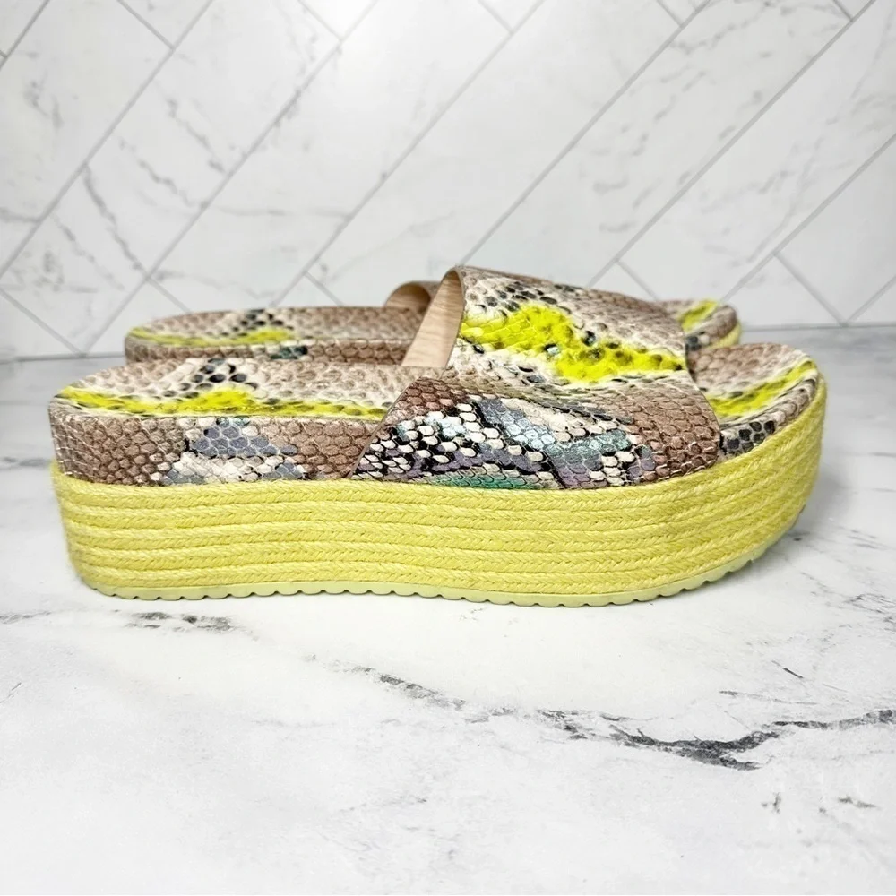 Kate Spade Zia Platform Leather Espadrille Snake Print Size 9 B